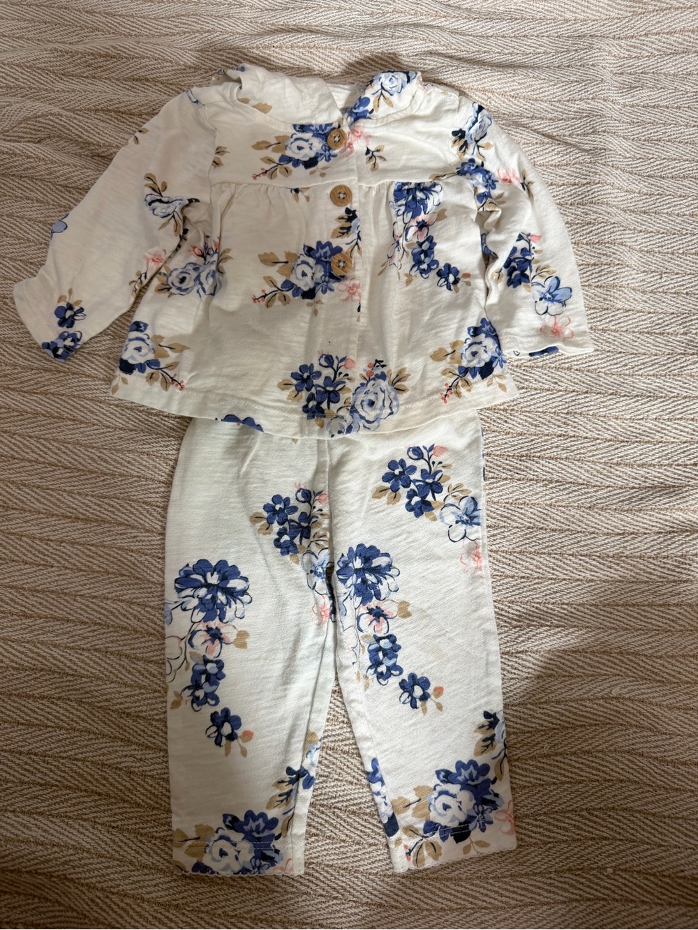 Floral Cream and Blue Kids Set